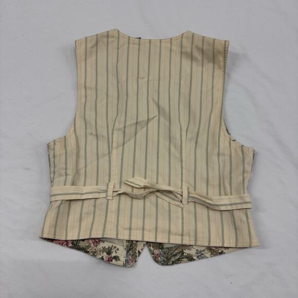 Vtg Women's Tapestry Vest Medium 90s Light Floral Cottagecore Renfaire Romantic - Picture 7 of 8